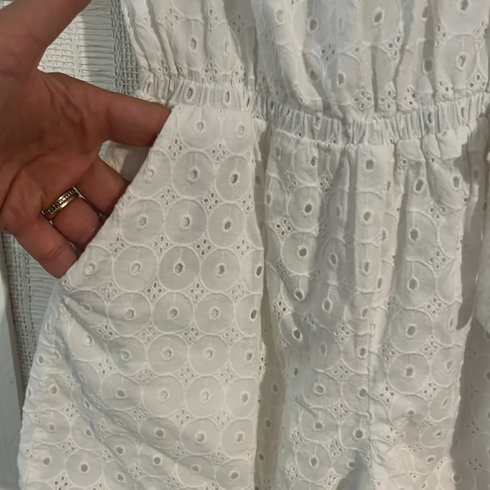 Hope and Henry eyelet puff sleeve romper size 8 NWT